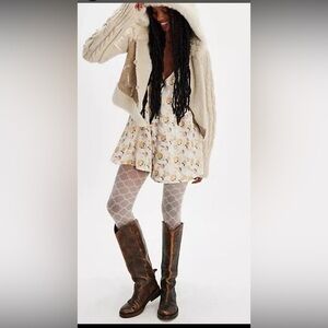 Floral free people brocade gold cream romper Chiara Playsuit NWOT spring revolve